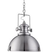 1 x Satin Silver Industrial Pendant Light with Acrylic Diffuser - RRP £132.00