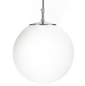 2 x Atom Satin Silver Pendant Light with Opal Glass Sphere - Ex Display Stock - CL323 - Ref: 6066/PA