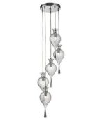 1 x Twirls Traditional Glass Multi Drop Ceiling Light in Polished Chrome Finish- Ex Display Stock -