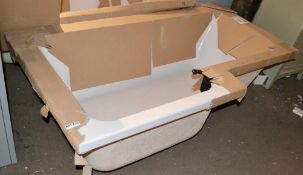 1 x Left-handed Acrylic Square Shower Bath - New / Unused Stock - Dimensions: W150 x 85cm - CL269 -