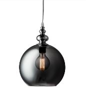 1 x Indiana Chrome Globe Pendant Light With Smokey Glass Glade - Ex Display Stock - CL323 - Ref: 202