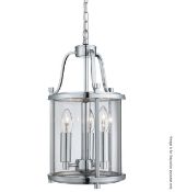 1 x Victorian Lantern Chrome 3-Light Ceiling Fitting With Clear Glass Panels - RRP £228.00
