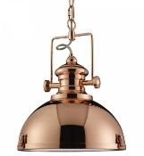 1 x Copper Industrial Pendant Light with Acrylic Diffuser - Ex Display Stock - CL298 - Ref: J063 -