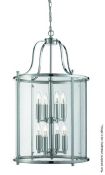 1 x Victorian Lantern Chrome 8-Light Ceiling Fitting With Clear Glass Panels - RRP £576.00