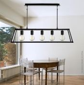 1 x Voyager Matt Black 5-Light Lantern Bar Light With Clear Glass Panels - New Boxed Stock - CL323 -