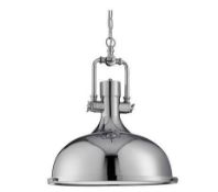 1 x Searchlight Industrial Modern Chrome Pendant Light - Brand New Boxed Stock -