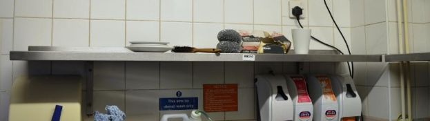 2 x Stainless Steel Wall Mounted Shelves - W150 cms - Ref BB310 PTP - CL351 - Location: Chorley PR6