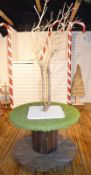 1 x Bespoke Cable Reel Drum Display Covered With Artificial Grass and Fitted With Branches - H73/240