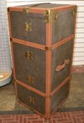 1 x Large Vintage Travel Trunk - Lined With Various Compartments - Dimensions: 130 x 56 x 56cm - No