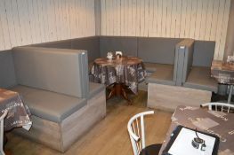1 x Large Collection of Contemporary Restaurant Seating With Driftwood Finish and Grey Faux