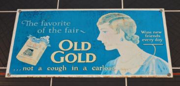 1 x Vintage Old Gold Cigarettes Advertisement Sign - AAA Sign Co Coitsville - Ref BB1683 T - 24 x 43