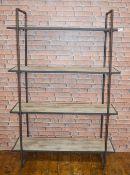 1 x Vintage Industrial Style Four Tier Shelf Unit With Metal Frame and Wood Shelves H180 x W120 x