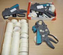3 x Meto Proline Hand Label Machines With Box of Labels - Ref BB1661 FO - CL351 - Location:
