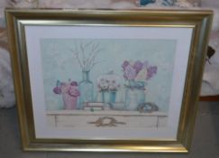 1 x Framed Floral Picture - Ref BB1601 GFF - CL351 - Location: Chorley PR6