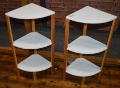 2 x Matching Three Tier Corner Lamp Tables - H79 x W42 cms - Ref BB1709 2F - CL351 - Location: