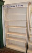 1 x Heathcote and Ivory Retail Display Shelf / Bookcase - Cream With Panelled Back - Ref BB1509 GF -