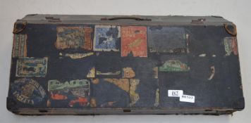 1 x Vintage Case With Destination / Hotel Stickers - Ref BB103 SF - H40 x W77 x D17 cms - CL351 - Lo
