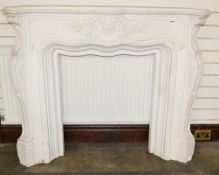 1 x Ornate Fireplace In White - Wood And Plaster Construction - Dimensions: H114 x W140 x D30cm