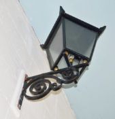 1 x Victorian Style Wall Lantern Light Fitting - Large Size in Black - Overal Height Approx 90 cms -