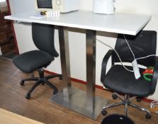 1 x Large Poser Table in White With Chrome Base - H112 x W140 x D70 cms - Ref BB1748 TF - CL351 -