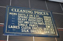 1 x Vintage USA Cleaning Price List Advertisement Sign - Ref BB1685 T - 34 x 50 cms - CL351 - Locati