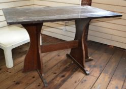 1 x Large Solid Wood Table In A Drak Stain - Dimensions: W120 x D68.5 x H75cm - Ref M497