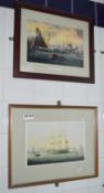 2 x Framed Naval Pictures - Port of Dublin and Naomi of Liverpool By Samuel Walters - Ref BB1094