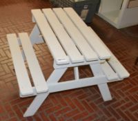 1 x Small Wooden Shop Display Picnic Bench In Cream - Dimensions: - Ref BB1171 / KS - CL351