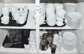 1 x Assorted Collection of Approx 180 x Restaurant / Cafe Accessories to Include Cups, Plates, Sauce