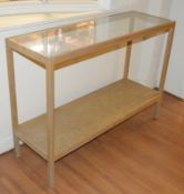 1 x Wooden Retail Stand With Ashwood Finish and Glass Top - H87 x W123 x D41 cms - Ref BB1512 GF - C