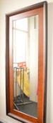 1 x Large Rectangular Wall Mirror With Brown Finish - Ideal For Dressing Rooms or Bedrooms etc - H21