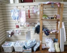 Approx 150 x Items Of Assorted Baby / Childrens Clothing, Accessories And Toys - Includes Pine Unit