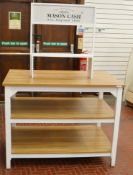 1 x Mason & Cash Branded Display Table With Shelving - Dimensions: W122 x D80 x H170cm - BB915 / KS