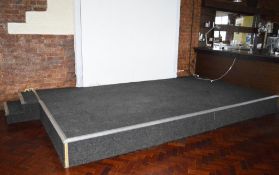 1 x Carpeted Stage Platform With Overhead Suspended Illuminated Cover and Access Steps - Platform Di