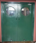 1 x Set of Double Doors With Porthole Windows, Magnetic Holders and Soft Close Shutters - H198 x W77