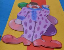 1 x Wooden Clown Painted Cut Out - Sze: 4 x 2ft - Ref BBpurple - CL351 - Location: Chorley PR6