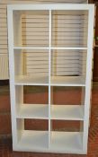 1 x Display Case In Cream Featuring Slatwalling To The Sides - Dimensions: W84 x D40 x H150cm