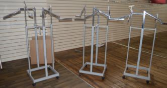3 x Adjustable Clothes Hanging Rails on Castors - Ref BB859 1/2F - CL351 - Location: Chorley PR6