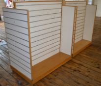 A Pair Of Double Sided Slatwall Display Units - Dimensions: H180 x W127 x D73cm