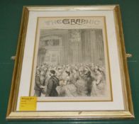 1 x The Graphic News Paper Cover Depicting Her Majestys Drawing Room at Buckingham Palace Circa 1874