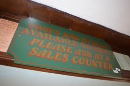 1 x Botany Bay Wooden Hand Painted Wall Signage - Shop and Stalls Available to Rent - Size 36 x 18 I
