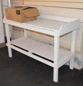 2 x Wooden Table Benches in White - H94 x W156 x D63 cms - Ref BB000 GFF - CL351 - Location: Chorley