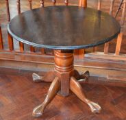 10 x Restaurant Dinner Tables With Thick Solid Wood Pedestals and Ball & Claw Feet - H78 x W90 cms -
