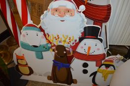 5 x Corrugated Christmas Scenes With Floor Standing Stands - Includes Father Christmas, Snowman,