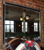 1 x Ornate Wall Mirror With Bevelled Glass - Black and Gold Finish - 114 x 88 cms - Ref BB564 TFF -
