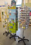 3 x Retail Carousel Display Stands With Approx 140 x Items of Stock to Include Personalised Fridge M