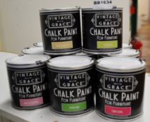 11 x Tin Of 'Vintage With Grace' Chalk Paint - Colours Supplied As Shown - New & Sealed Stock