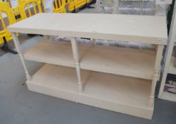 1 x Table Bench With Undershelves and Spindle Legs Finished in Cream - H91 x W160 x D60 cms - Ref
