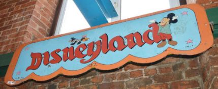 1 x Vintage Metal Hand Painted Fairground Ride Barrier Fence Panel With Braced Back and Mounting Hoo