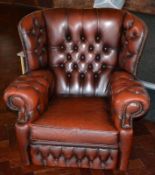1 x Chesterfield Wing Back Armchair in Brown - H90 x W95 x D80 cms - Ref BB575 TFF - CL351 - Locatio